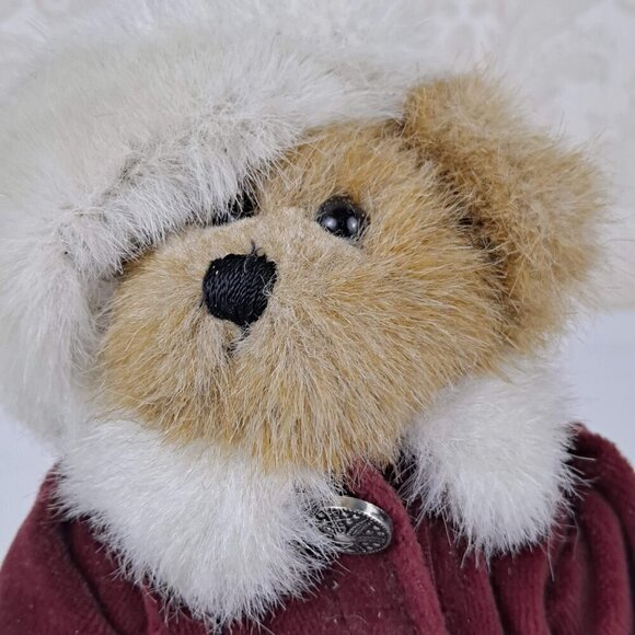 Boyds Bear The Archive Series 1990-1998 Vintage Red Velvet Coat Faux Fur w/Stand - Picture 3 of 14